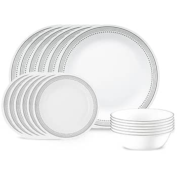 Corelle Vitrelle 18-Piece Service for 6 Dinnerware Set, Triple Layer Glass and Chip Resistant