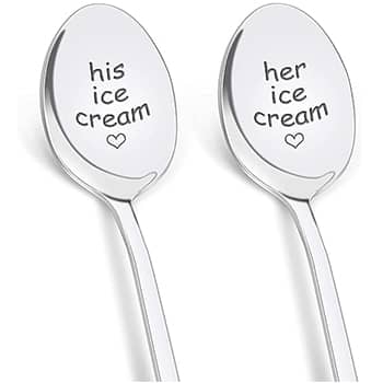 PRSTENLY Anniversary Wedding Gifts for Him Her - Engraved Ice Cream Spoon