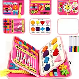 Busy Board for Toddlers, Montessori Toys Developing Sensory Activity Book