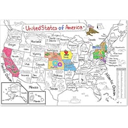 Dekali Designs US Map Coloring Poster - 52x35 Inches Giant Coloring Poster for Kids