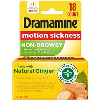 Dramamine Motion Sickness Non-Drowsy, 18 Count (Pack of 1)