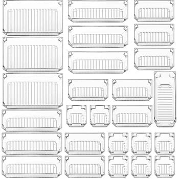 Fixwal 26pcs Clear Drawer Organizers Set 4 Size