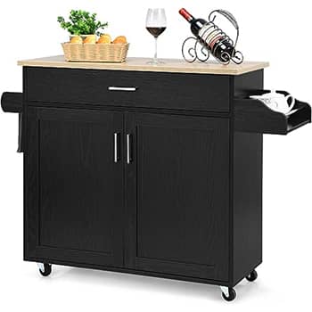 Giantex Kitchen Island, Rolling Kitchen Cart with Spice and Towel Rack