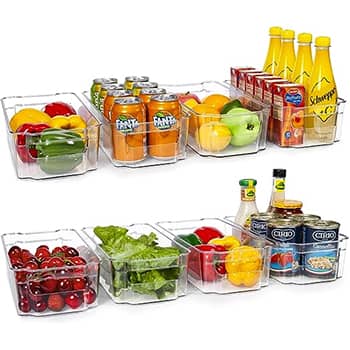 HOOJO Refrigerator Organizer Bins - 8pcs Clear Plastic Bins For Fridge
