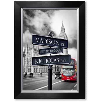 IPIC - Lovers Roadcrossing Sign. Personalized Artwork with Names and Date on