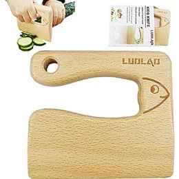 LUOLAO Wooden Kids Knife for Cooking and Safe Cutting Veggies Fruits