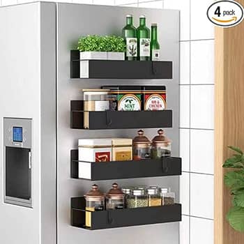 Mamajardin 4 Pack Magnetic Spice Rack for Refrigerator - Strong Magnetic Shelf