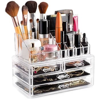 Masirs Clear Cosmetic Storage Organizer, Easily Sort Make-up, Jewelry & Hair Accessories