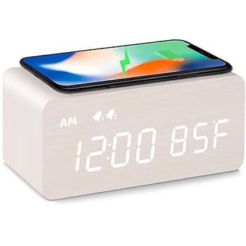 MOSITO Digital Wooden Alarm Clock with Wireless Charging