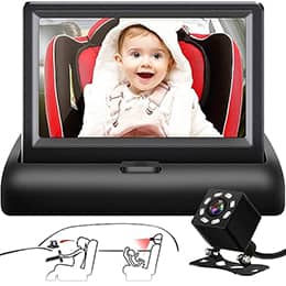 Shynerk Baby Car Mirror, 4.3'' HD Night Vision Function Display, Safety Car Seat Mirror Camera Monitored Mirror with Wide Crystal Clear View