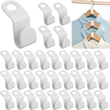 TAOZHIYAO 50PCS Clothes Hook Hanger - Space Saving Closet Connector Organizer (White)