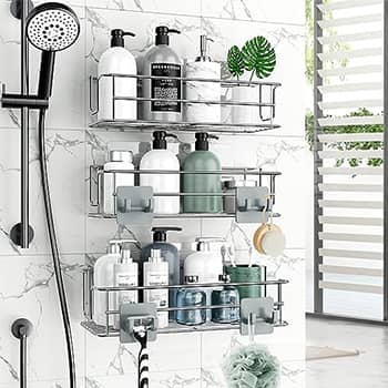 Thideewiz 3 Pack Adhesive Hanging Shower Caddy