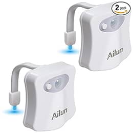 Toilet Night Light 2Pack by Ailun Motion Sensor Activated LED, 8 Changing Colors