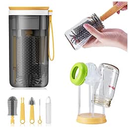 Travel Baby Bottle Drying Rack with Bottle Cleaning Brush Set and Bottle Dryer