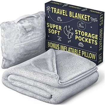 Travel Blanket Airplane Compact : Best Airplane Blanket For Women & Men & Kids - Travel Pillow And Blanket Set