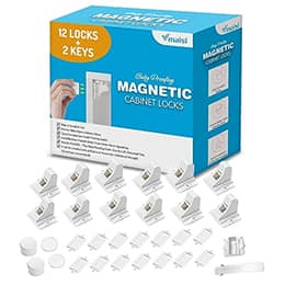 Vmaisi Adhesive Magnetic Cabinet Locks (12 Locks and 2 Keys)