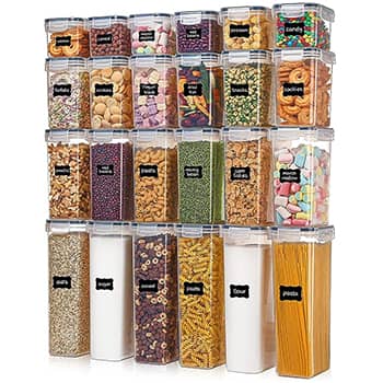 Vtopmart Airtight Food Storage Containers with Lids, 24 pcs Plastic Kitchen and Pantry Organization Canisters