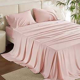 Bedsure Cooling Sheets Set, Rayon Made from Bamboo, Queen Sheet Set, Deep Pocket Up to 16"