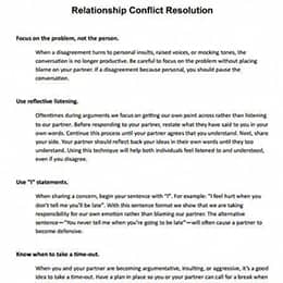 Relationship Conflict Resolution (Worksheet) | Therapist Aid