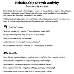 Relationship Growth Activity (Worksheet) | Therapist Aid