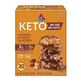 Atkins Caramel Almond Clusters, Gluten Free, High in Fiber, 1g Sugar, 2g Net Carb, Keto Friendly, 20 Count