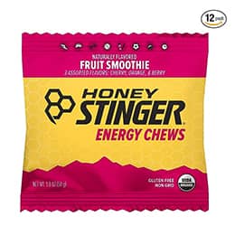 Honey Stinger Organic Fruit Smoothie Energy Chew | Gluten Free & Caffeine Free | For Exercise, Running and Performance | Sports Nutrition for Home & Gym, Pre and Mid Workout | 12 Pack, 21.6 Ounce