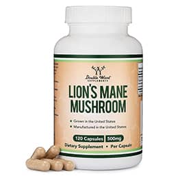 Lions Mane Supplement Mushroom Capsules (Two Month Supply - 120 Count) for Brain Support and Immune Health (Third Party Tested, Grown and Manufactured in The USA) by Double Wood