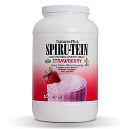 NaturesPlus SPIRU-TEIN Shake - Strawberry - 5 lbs, Spirulina Protein Powder - Plant Based Meal Replacement, Vitamins & Minerals for Energy - Vegetarian, Gluten-Free - 67 Servings