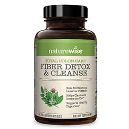 NatureWise Total Colon Care Fiber Cleanse with Herbal Laxatives, Prebiotics, & Digestive Enzymes for Healthy Elimination, Safe Digestion & Weight, Detox, & Gut Health [1 Month Supply - 60 Count]