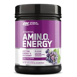Optimum Nutrition Amino Energy - Pre Workout with Green Tea, BCAA, Amino Acids, Keto Friendly, Green Coffee Extract, Energy Powder - Concord Grape, 65 Servings (Packaging May Vary)