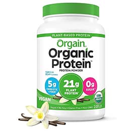 Orgain Organic Vegan Protein Powder, Vanilla Bean - 21g Plant Based Protein, Gluten Free, Dairy Free, Lactose Free, Soy Free, No Sugar Added, Kosher, For Smoothies & Shakes - 2.03lb