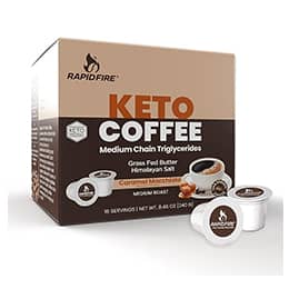 Rapidfire Caramel Macchiato Ketogenic High Performance Keto Coffee Pods, Supports Energy & Metabolism, Weight Loss Diet, Single Serve K Cup, Brown, 16 Count (Packaging May Vary)