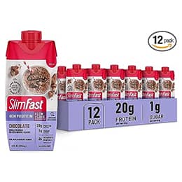 SlimFast Protein Shake, Chocolate- 20g Protein, Meal Replacement Shake Ready to Drink, High Protein with Low Carb and Low Sugar, 24 Vitamins and Minerals, 12 Count (Pack of 1)