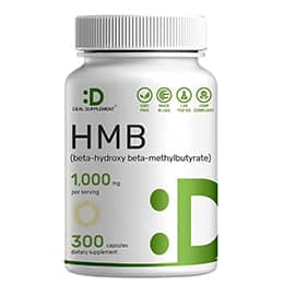 Ultra Strength HMB Supplements 1000mg Per Serving, 300 Capsules | Third Party Tested | Supports Muscle Growth, Retention & Lean Muscle Mass | Fast Workout Recovery