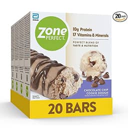 ZonePerfect Protein Bars, 10g Protein, 17 Vitamins & Minerals, Nutritious Snack Bar, Chocolate Chip Cookie Dough, 20 Bars