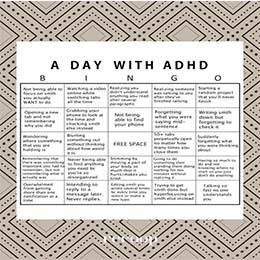 A Day with ADHD Bingo