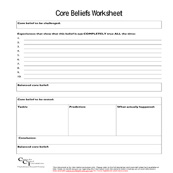 Core Beliefs Worksheet